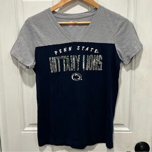 G-III 4Her Penn State Nittany Lions T-Shirt navy Silver Sequins, Size medium